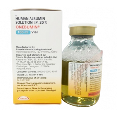 HUMAN ALBUMIN TAKEDA 20% ( HUMAN ALBUMIN ) SOLUTION FOR IV INFUSION 100 ML VIAL